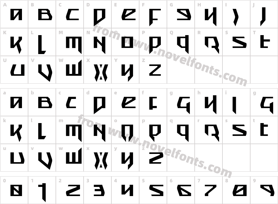 Snubfighter CondensedCharacter Map