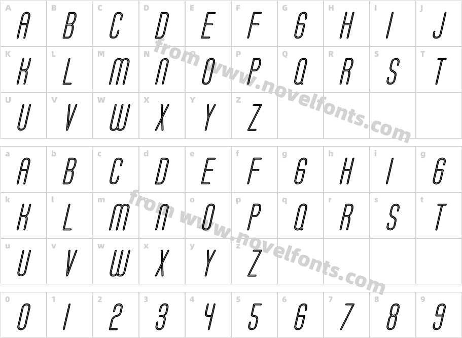 Soda Fountain Inline ObliqueCharacter Map