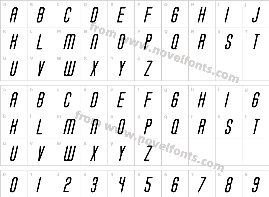 Soda Fountain Regular ObliqueCharacter Map