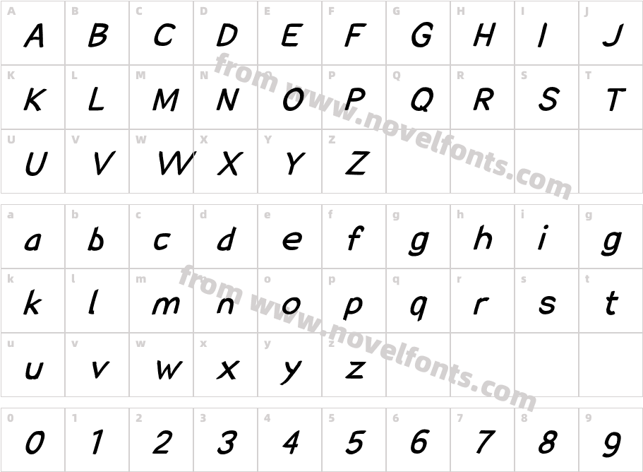 SolarCharger 752 Bold ObliqueCharacter Map