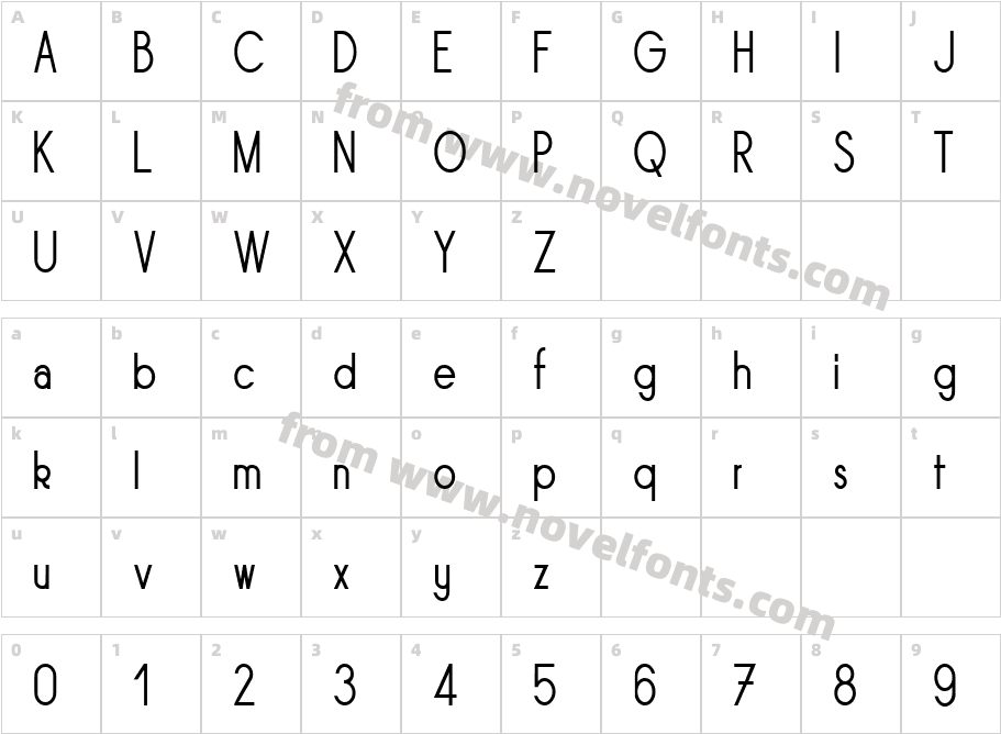 Sornette Regular NarrowCharacter Map