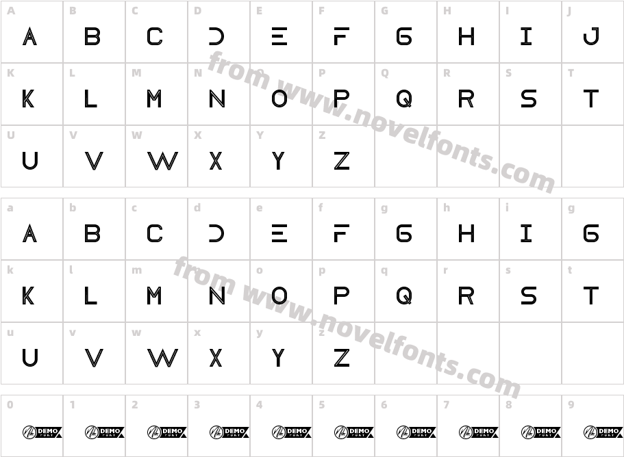 Destia Demo BoldCharacter Map