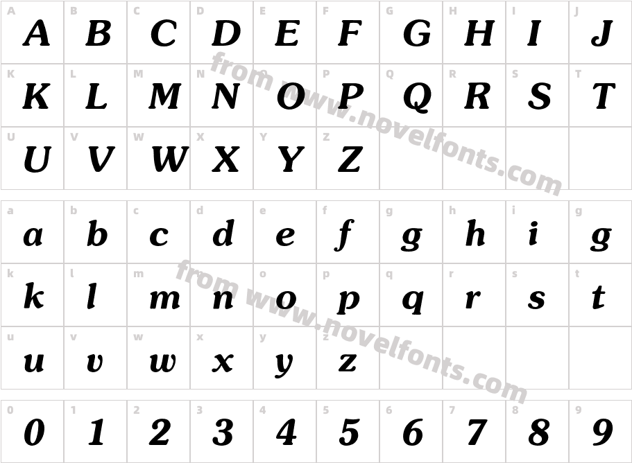 SouvenirBQ-DemiItalicCharacter Map