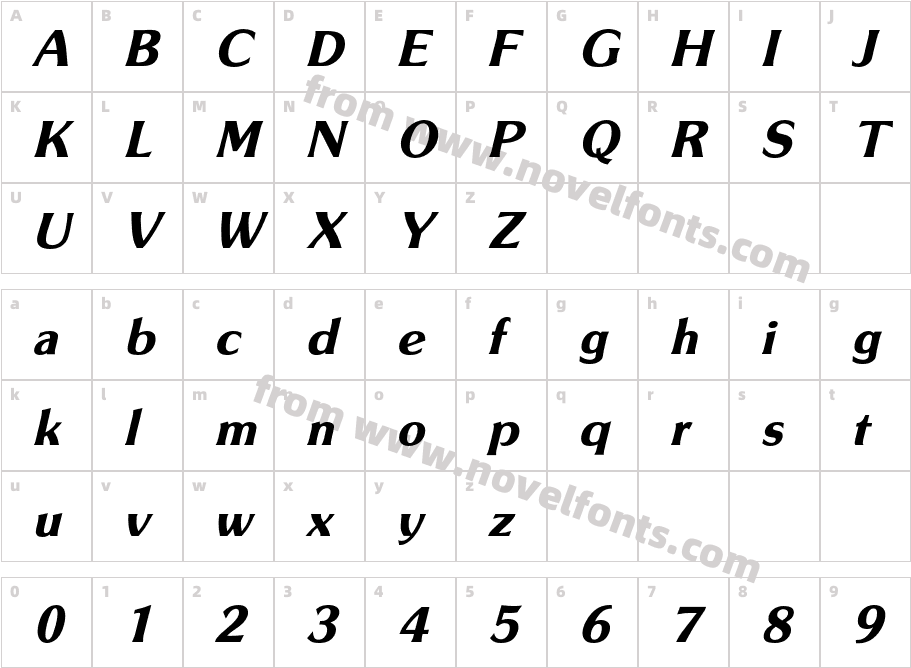 SouvenirGothic-DemBldItlCharacter Map