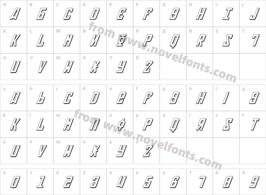 Soviet 3D ItalicCharacter Map