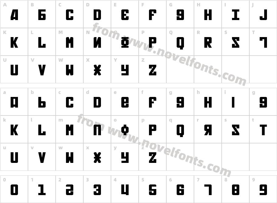 Soviet Bold ExpandedCharacter Map