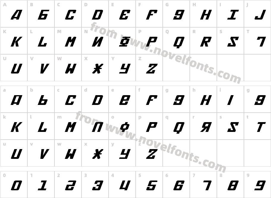 Soviet X-Expanded ItalicCharacter Map