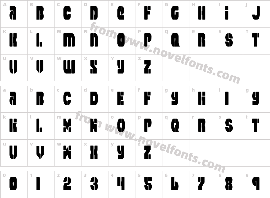 Space Cruiser CondensedCharacter Map