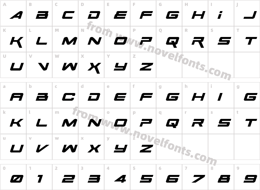 Space Ranger Expanded ItalicCharacter Map