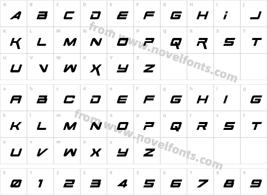 Space Ranger ItalicCharacter Map