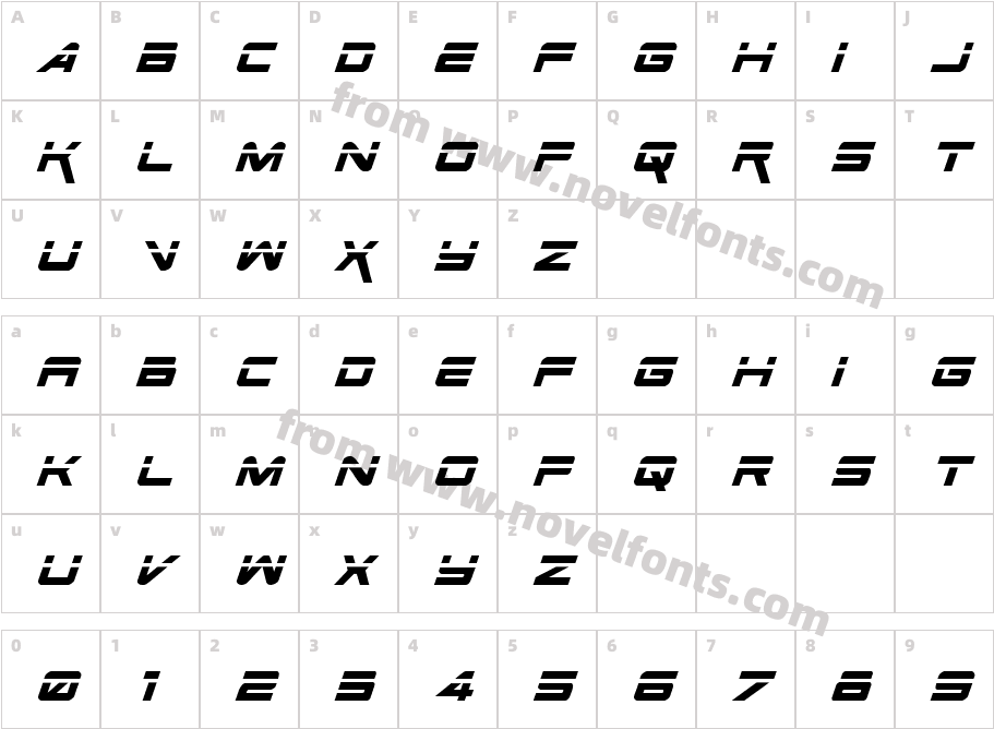 Space Ranger Laser ItalicCharacter Map