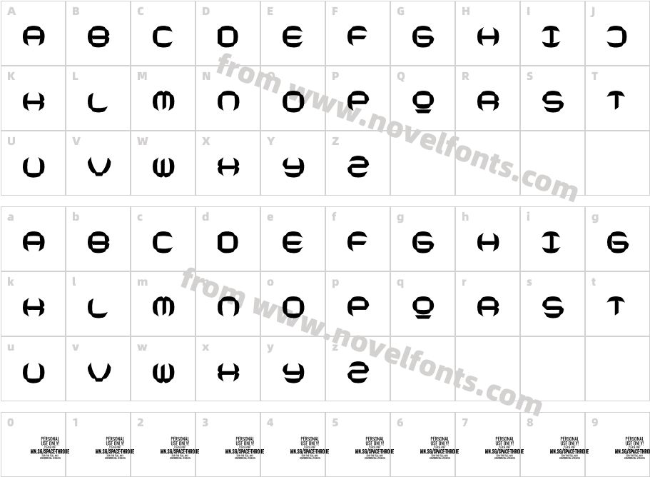 Space Throne PERSONAL USE ONLY BoldCharacter Map