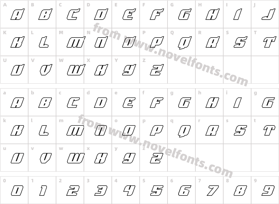 Spartaco Bold OutlineCharacter Map