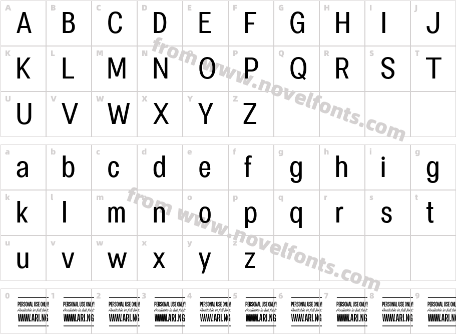 Specify PERSONAL Condensed MediumCharacter Map