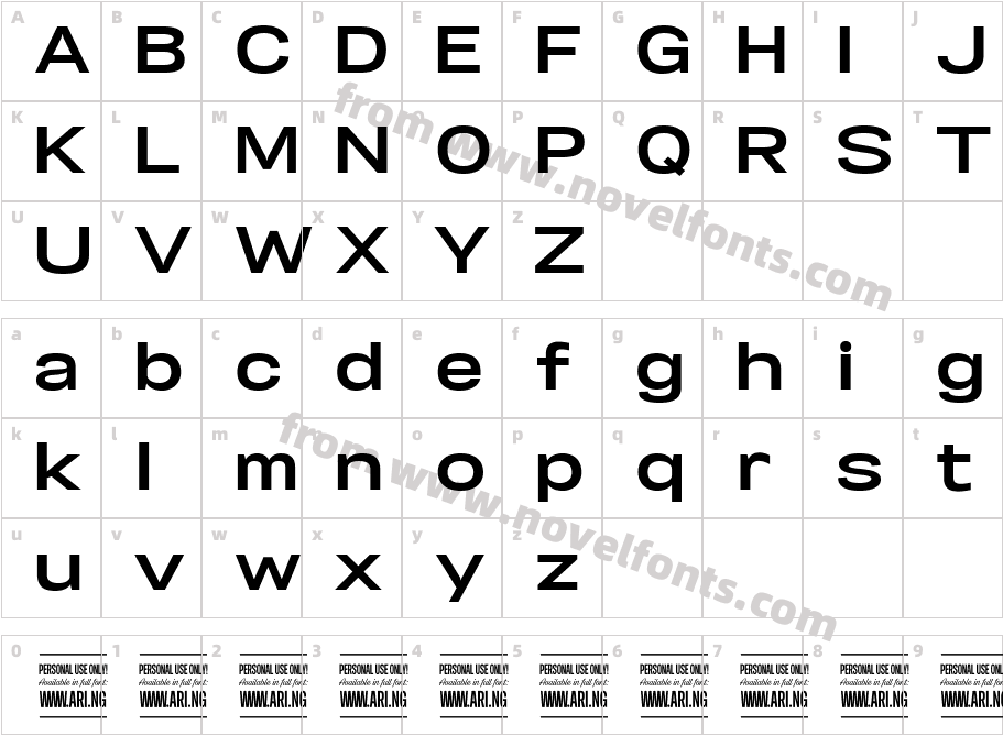 Specify PERSONAL Expanded BoldCharacter Map