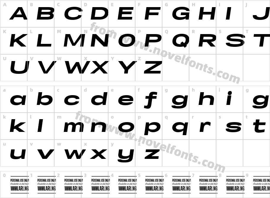 Specify PERSONAL Extraexpanded Black ItalicCharacter Map