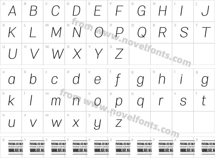 Specify PERSONAL Normal Light ItalicCharacter Map