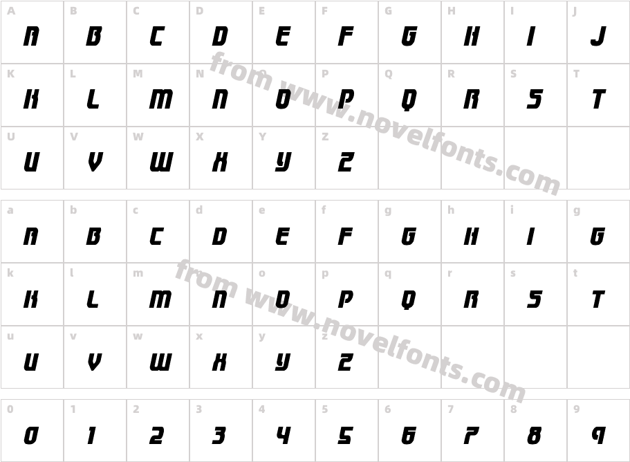 Speedwagon Condensed ItalicCharacter Map