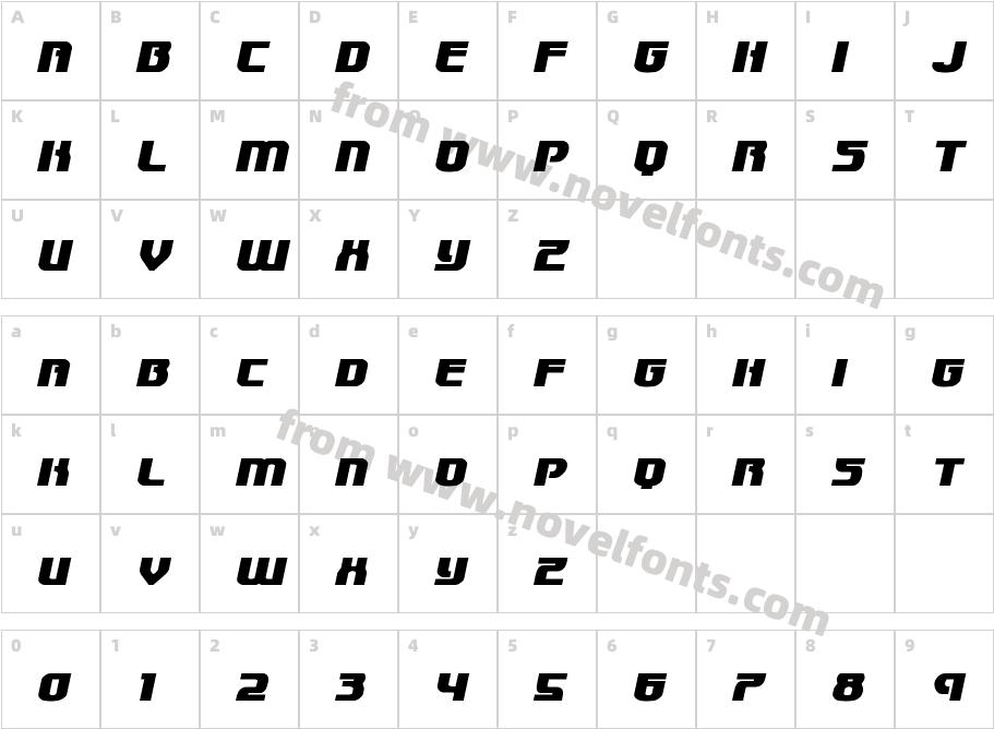 Speedwagon Expanded ItalicCharacter Map