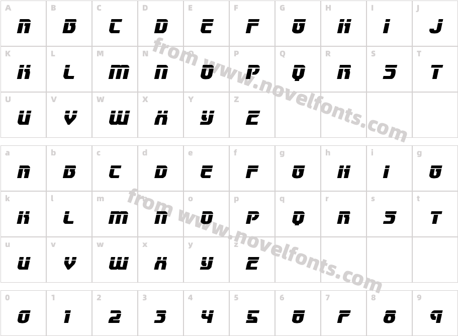 Speedwagon Laser ItalicCharacter Map