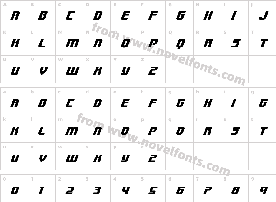 Speedwagon Super-ItalicCharacter Map