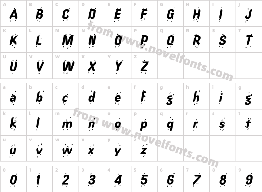 Splasher MediumCharacter Map