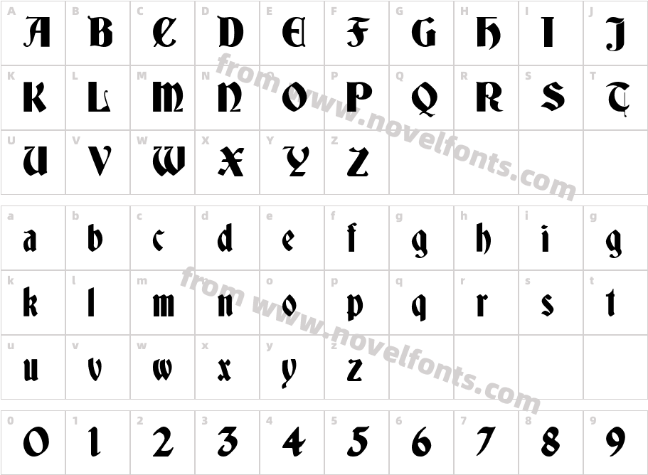 Deutsch GothicCharacter Map