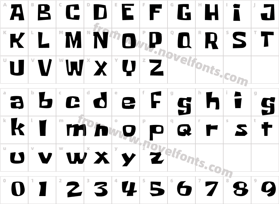 SpongeBob Font Wide RegularCharacter Map