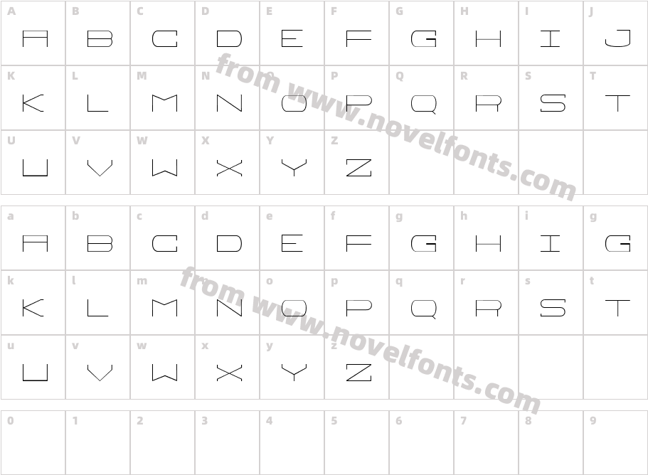 Sprawl SlimRegularCharacter Map