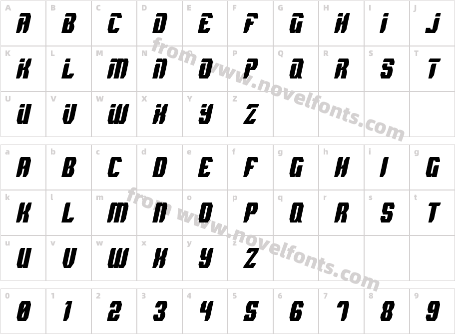 Spyh ItalicCharacter Map