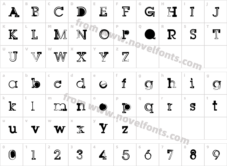 SqSerifOneCharacter Map