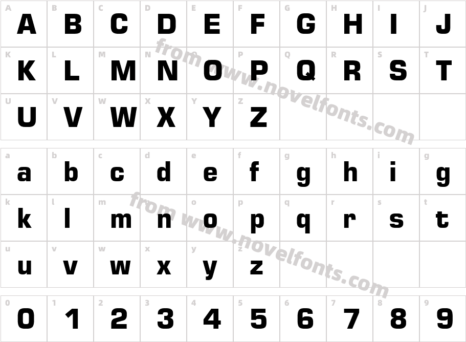 Square 721 Bold BTCharacter Map