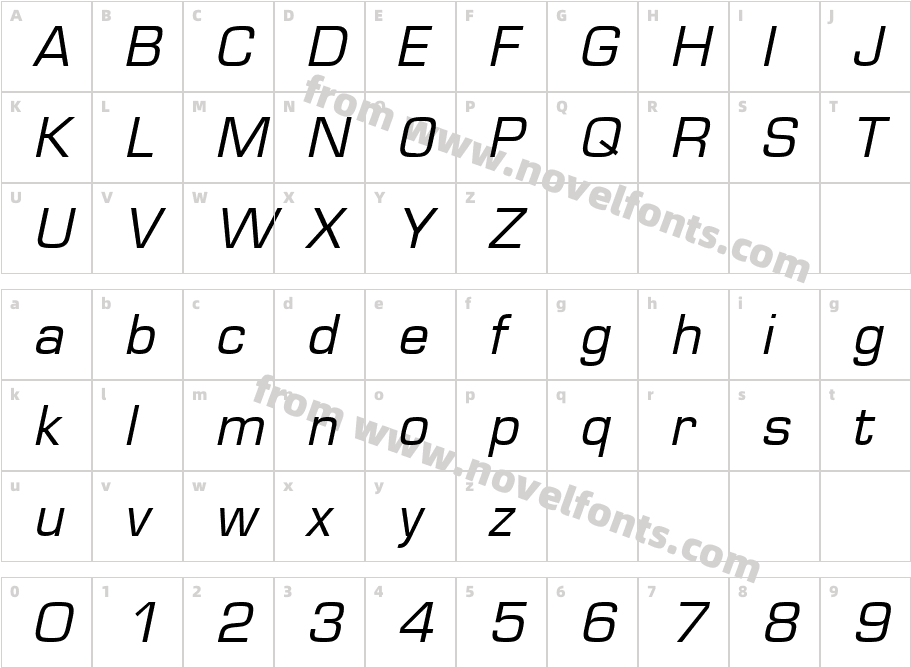 Square721 BT ItalicCharacter Map