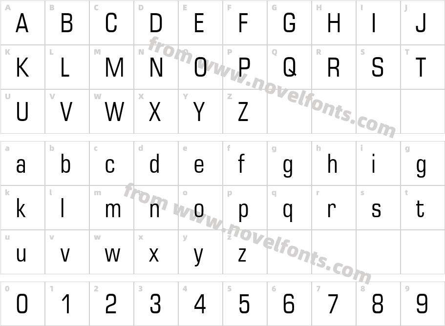 Square721BT-RomanCondensedCharacter Map