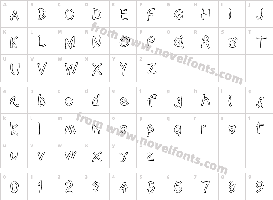 Squared Hand OutlineCharacter Map