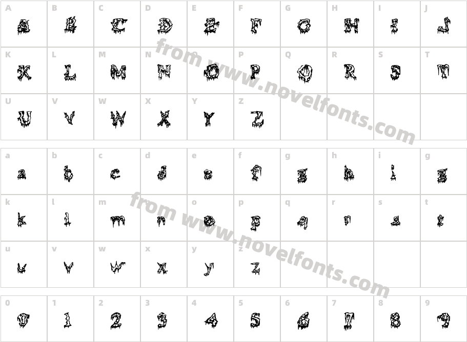 Squelettics MediumCharacter Map