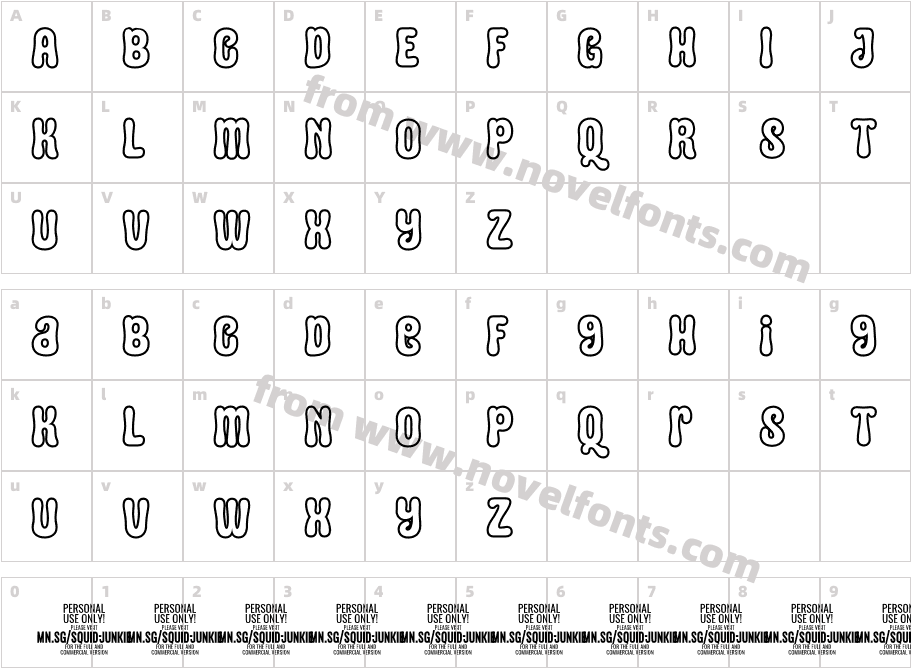 Squid Outline PERSONAL USE RegularCharacter Map