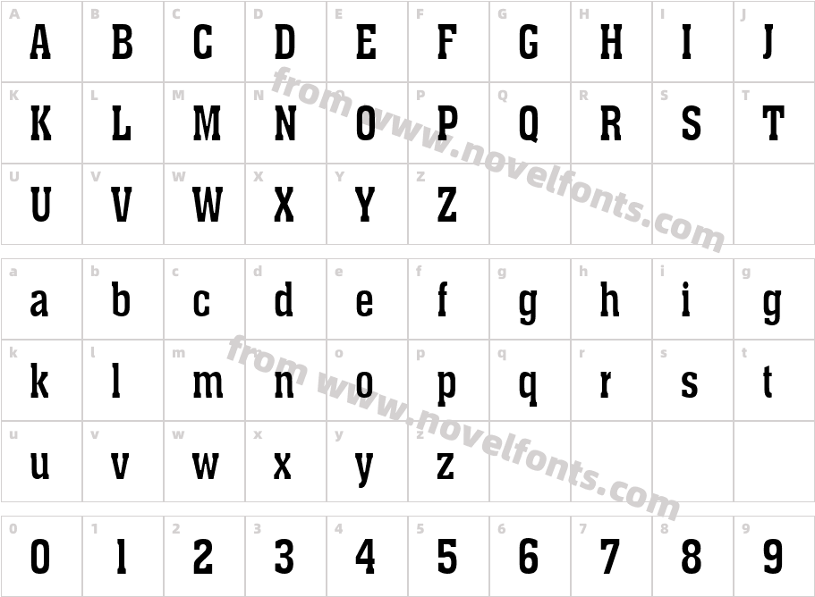 Ache CondensedCharacter Map