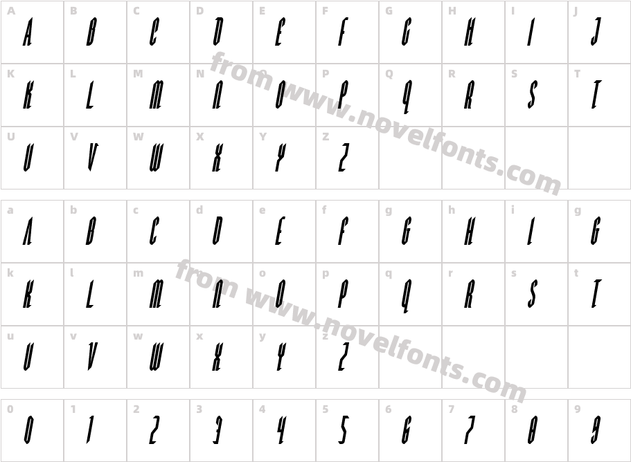 Devil Summoner Condensed ItalicCharacter Map