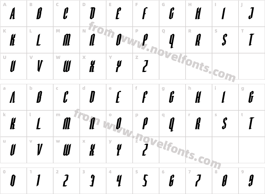 Devil Summoner Expanded ItalicCharacter Map