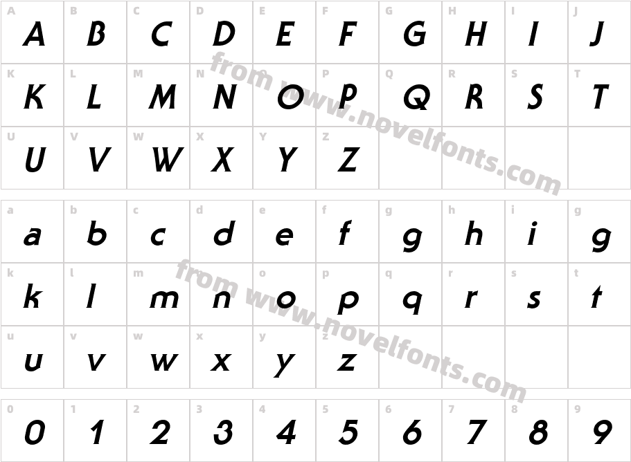 Staid Gothic ExtraBold ItalicCharacter Map