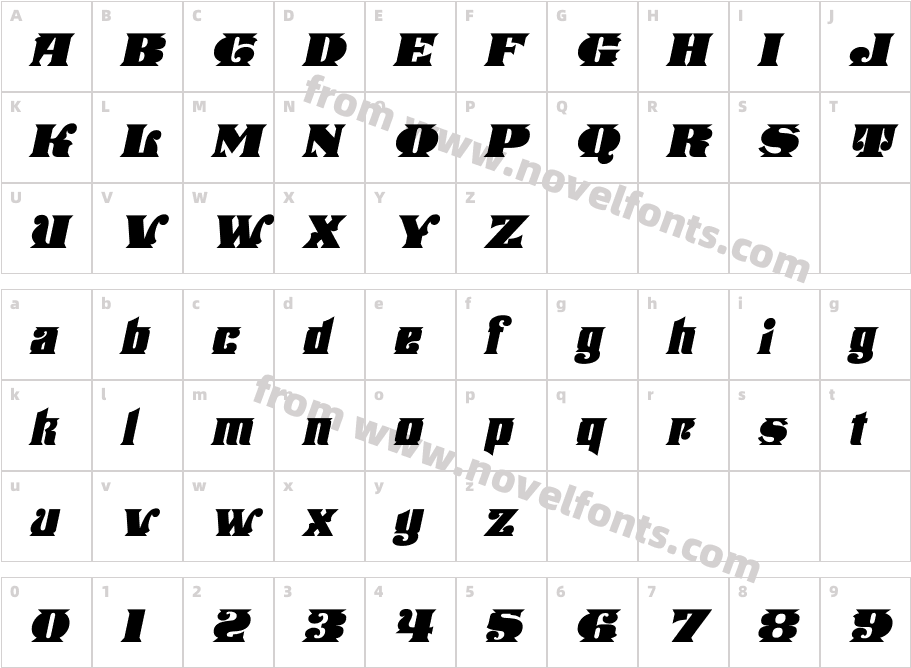 Stampede ItalicCharacter Map