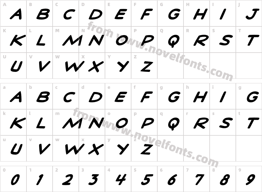 StanLee-BoldItalicCharacter Map