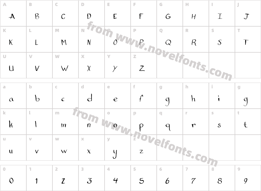 Standard Nib Handwritten RegularCharacter Map