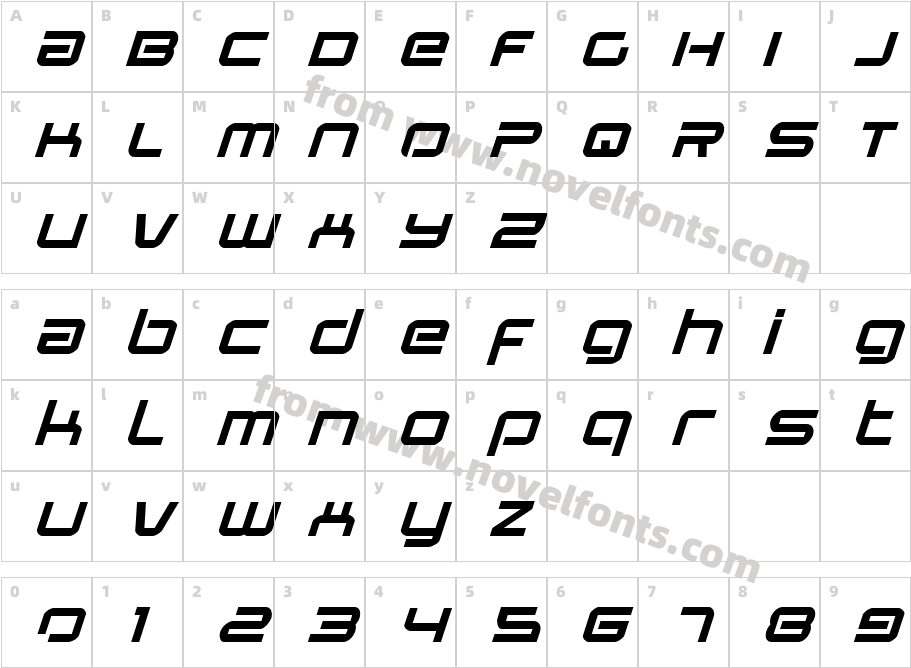 Star Eagle Expanded ItalicCharacter Map