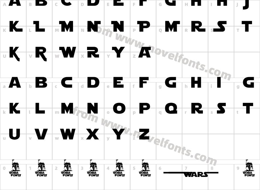 Star Jedi Logo DoubleLine2Character Map