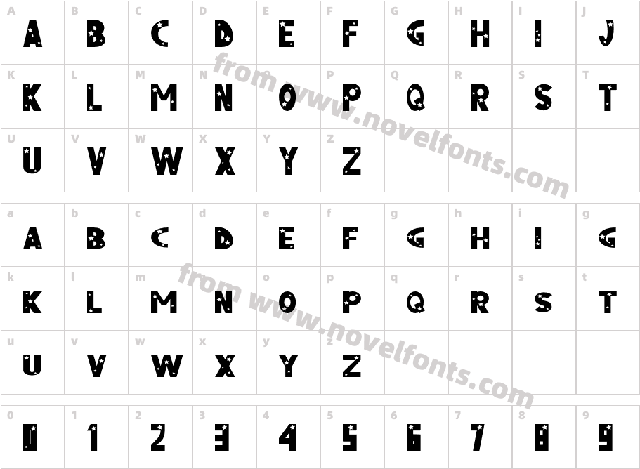 StarBoldCharacter Map