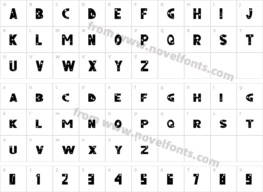 StarBoldCharacter Map