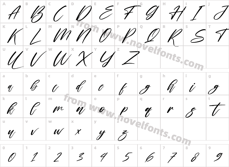 Starlla ItalicCharacter Map