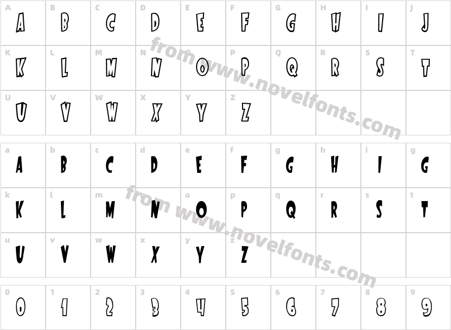 StartlingFontCharacter Map